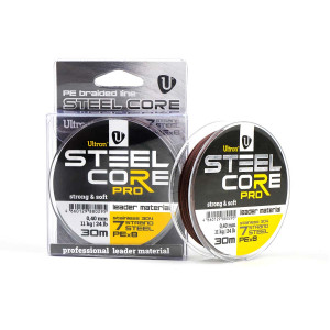 Поводковый материал ULTRON Steel Core, 30 м (Pro 0,40 мм, 11 кг, 30 м, коричневый) Поводковый материал ULTRON Steel Core, 30 м (Pro 0,40 мм, 11 кг, 30 м, коричневый)