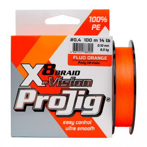 Шнур плетеный ProJig X-Vision, оранжевый (0,10 мм,..